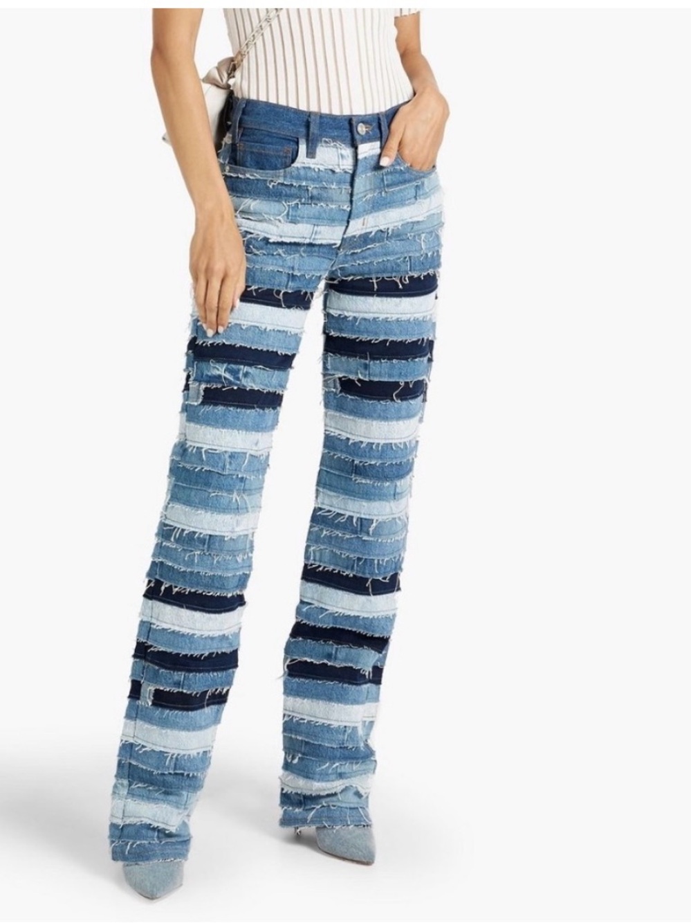 Frame Le Jane Atelier Striped Patchwork Blue Women’s Jeans